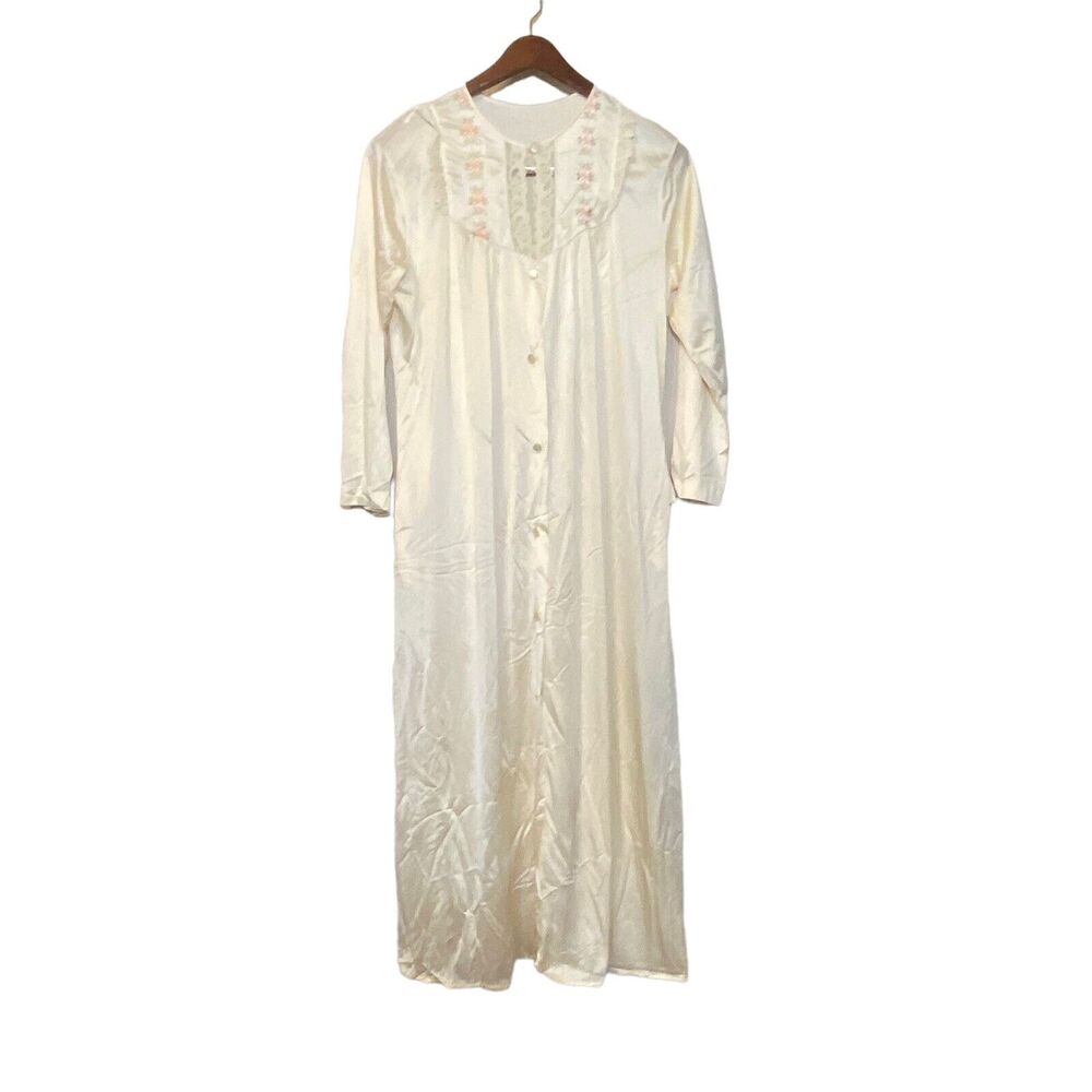 Katz Long Gown Vintage size Large Cream Long Sleeve Nightgown Modest Intimates